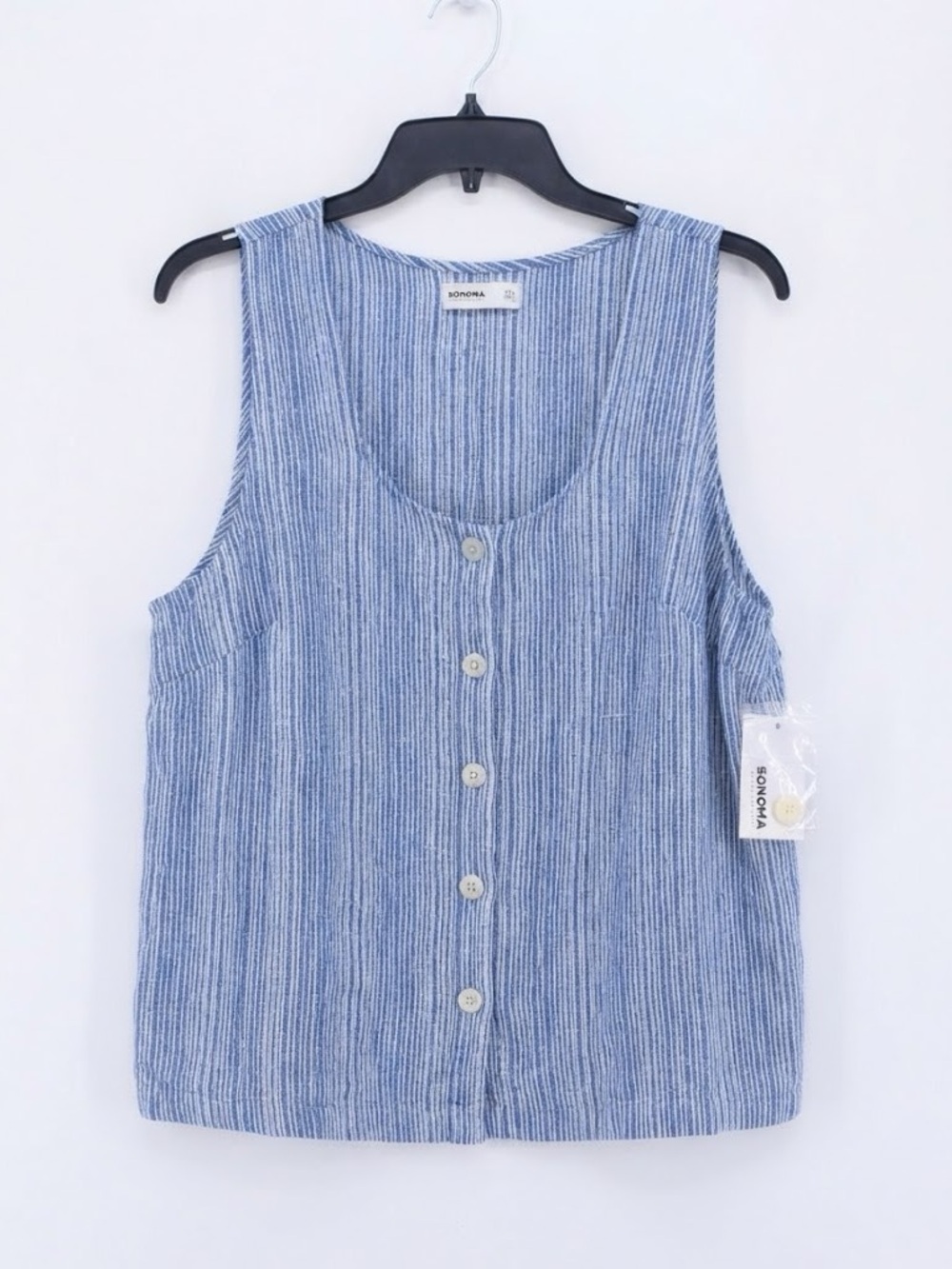 Sonoma XXL NWT Light Blue Striped Button-Front Tank